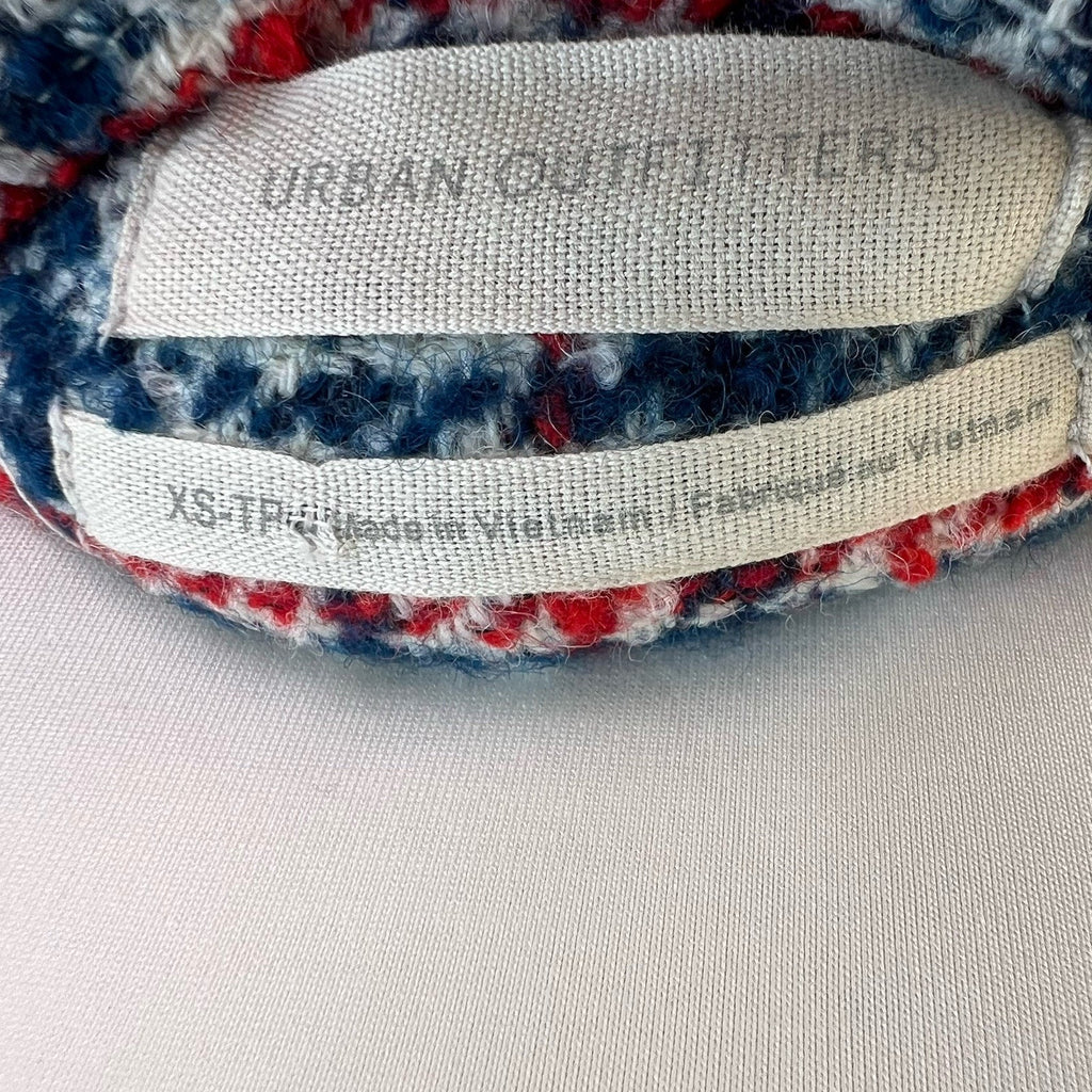 Urban Outfitters Huntley Wool Blend Mini Skirt Plaid Tweed 90s Wrap Sz XS