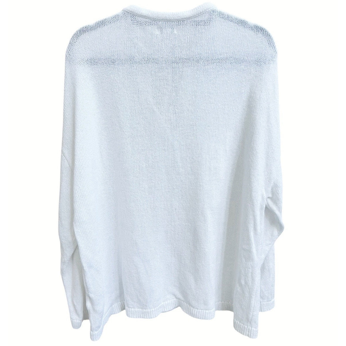 J. Crew Open Knit Sweater Plus Sz 2X Linen Blend Tie Neck White Beach Swim BQ688