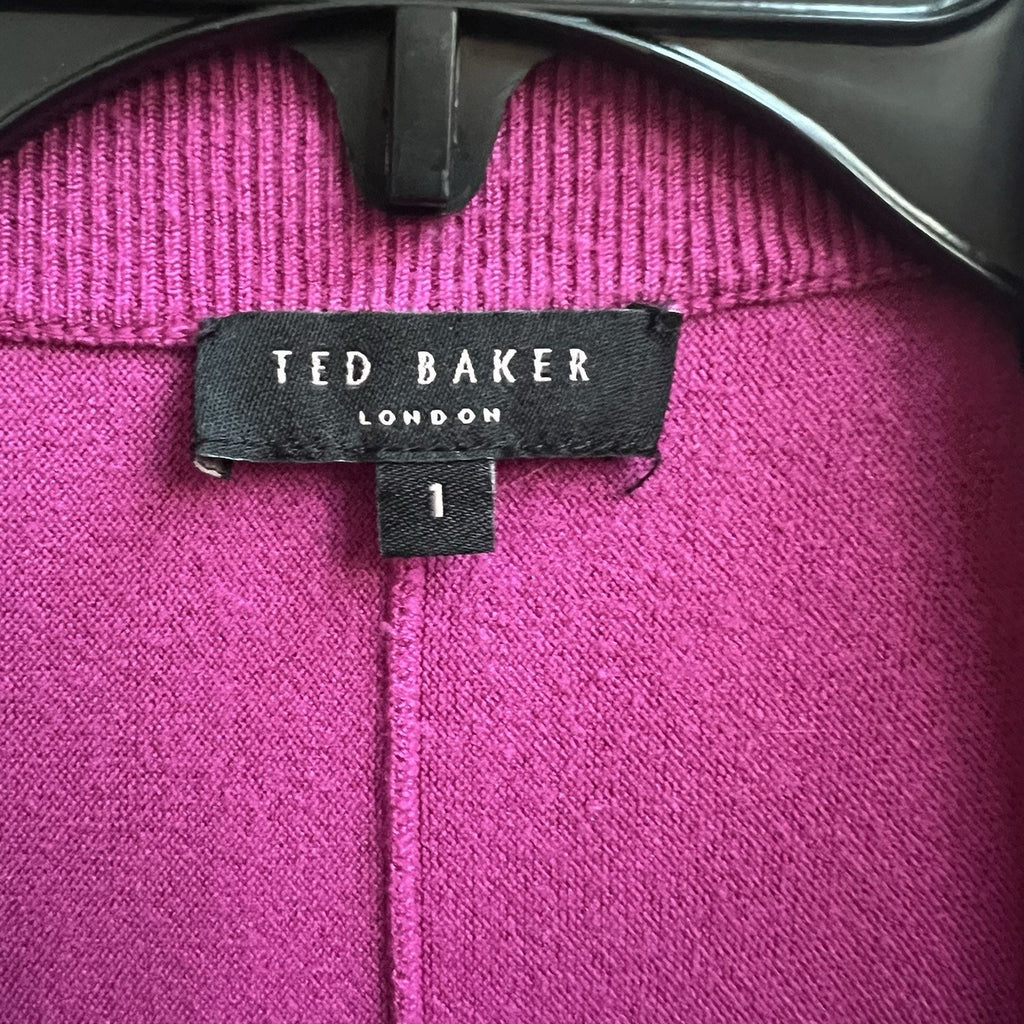 Ted Baker London Women Batwing Open Cardigan Sweater Cocoon Sz 1 US 4 Fuchsia