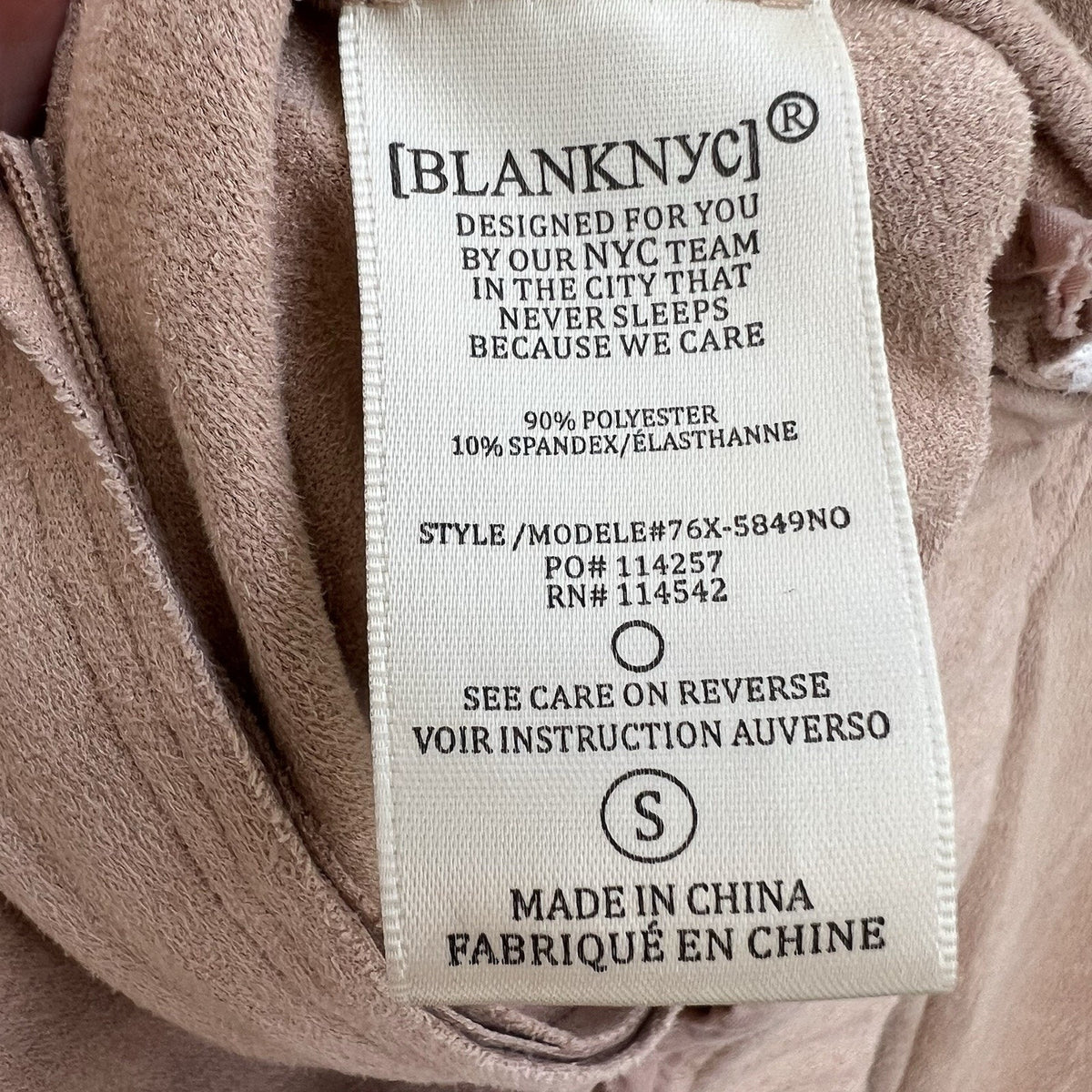 BlankNYC Short Moto Jacket Tan Faux Suede Leather Sz S Zipper Casual