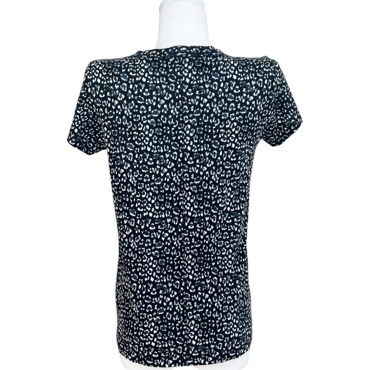 Rag & Bone Short Slv Crew Neck Animal Print T Shirt Sz XS Organic Pima Cotton