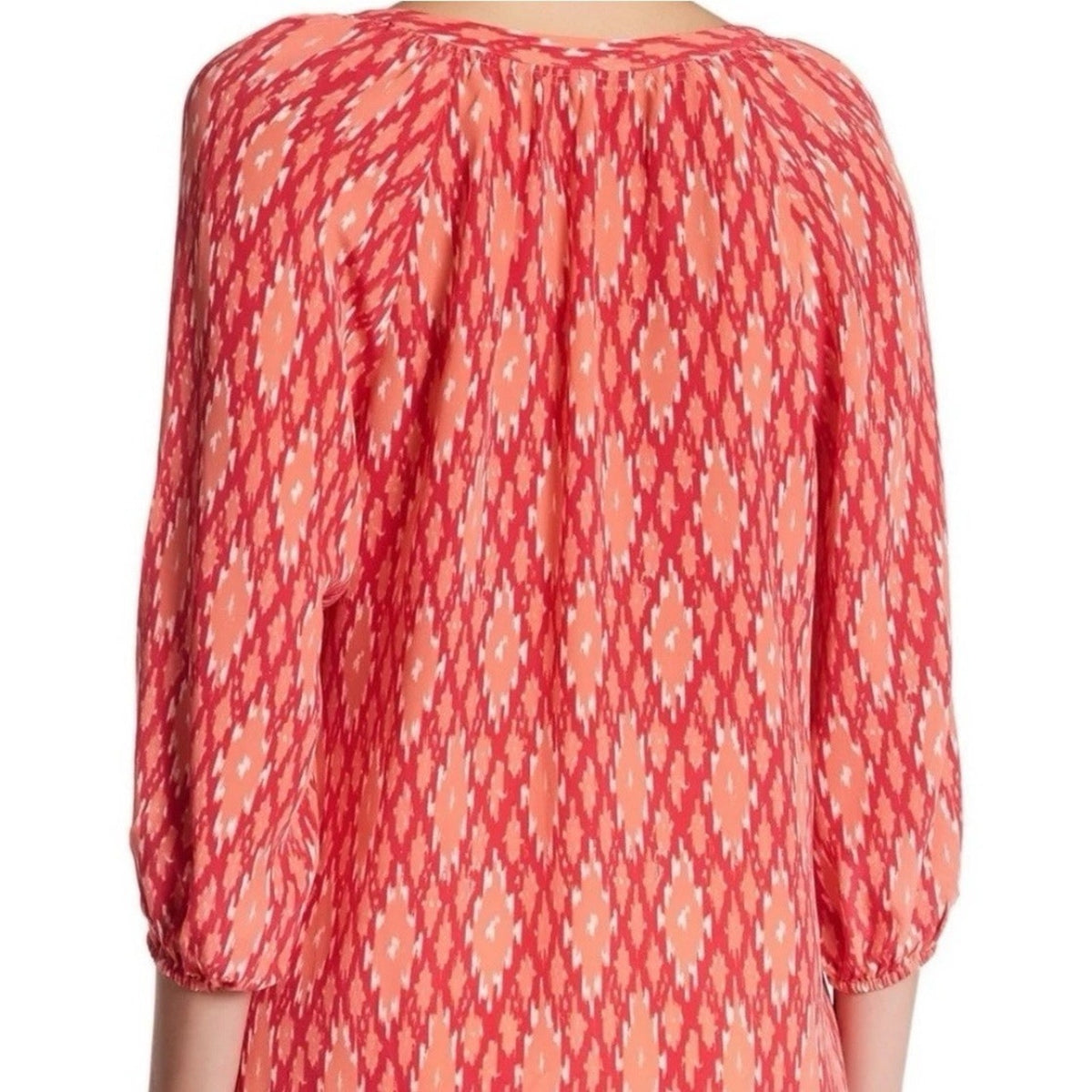 Joie Addie B Blouse Spiced Coral 100% Silk Top 3/4 Slv Oversized Sz M