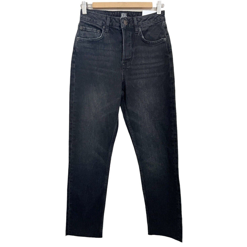 Urban Outfitters BDG NWT Sz 27 Dillon High Rise Slim Straight Jeans Raw Hem Gray