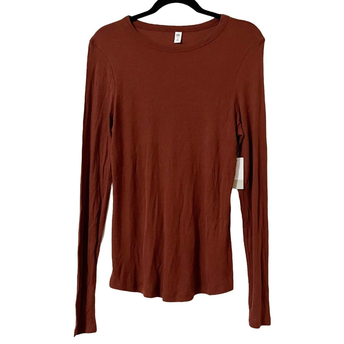 BP. Nordstrom Ribbed Long Sleeve Comfort Tee Brown Plus Sz 1X Stretchy Fitted