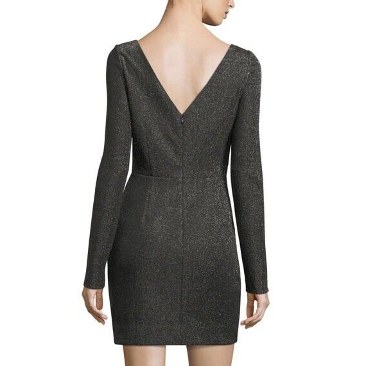 Diane Von Furstenberg DVF Metallic Mini Sheath Dress Long Slv Cocktail Sz 0