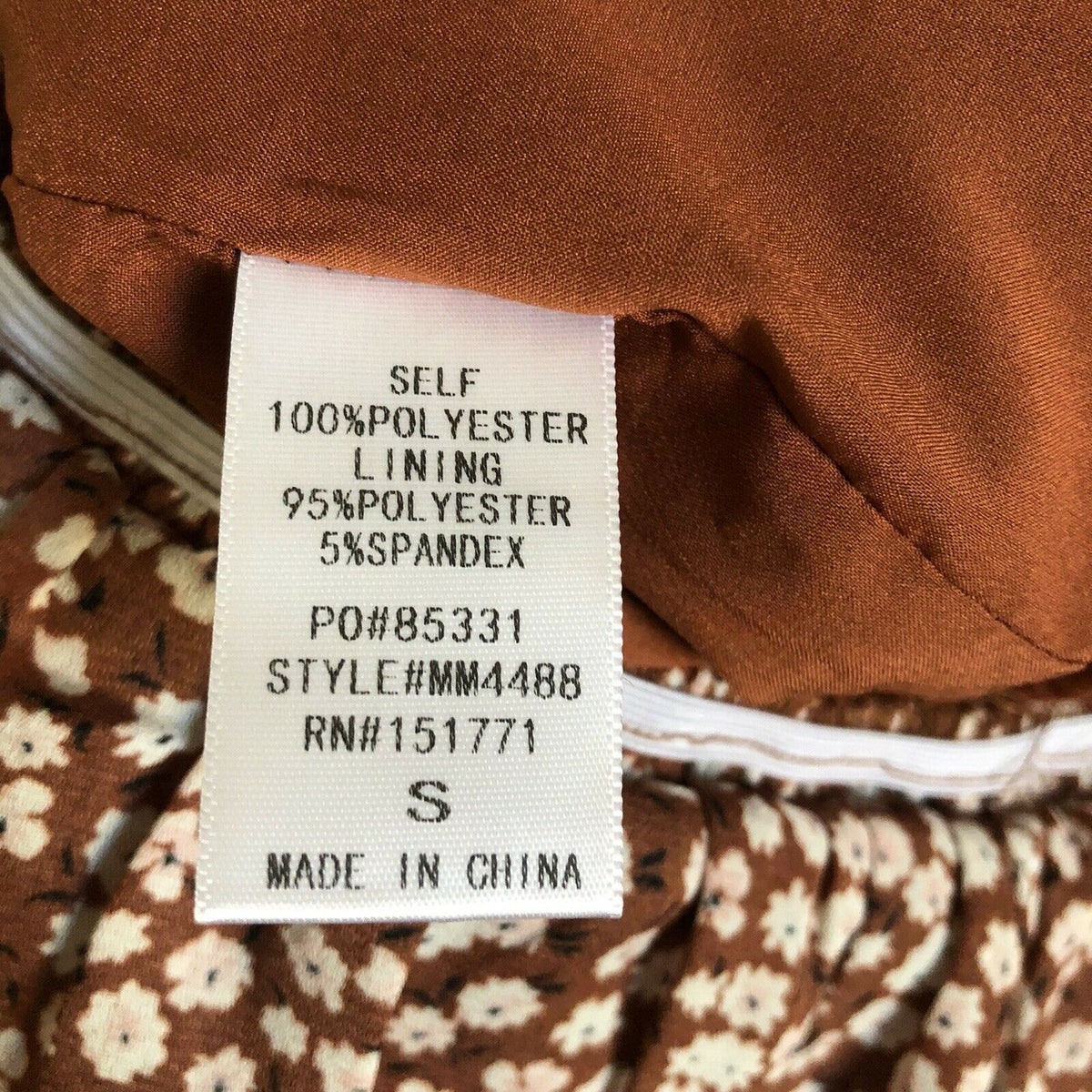 LE LIS NWT Romper Floral Off The Shoulder Sz S Brown White Ruffle Cinched Waist
