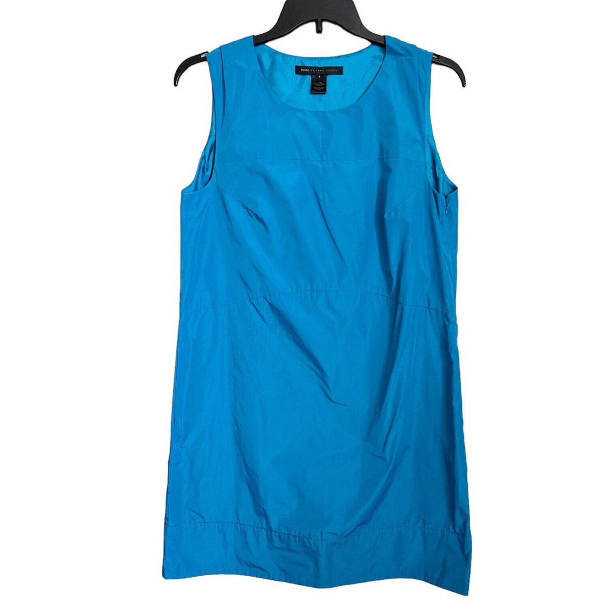 MARC by MARC JACOBS Taffeta Shift Dress Blue Sz L Sleeveless Pockets