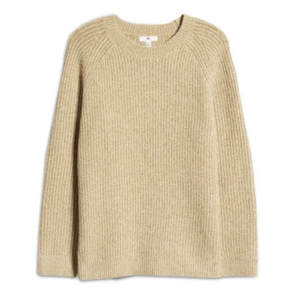 BP Nordstrom Womens NWT Plaited Stitch Crewneck Pullover Sweater Tan Sz S Knit