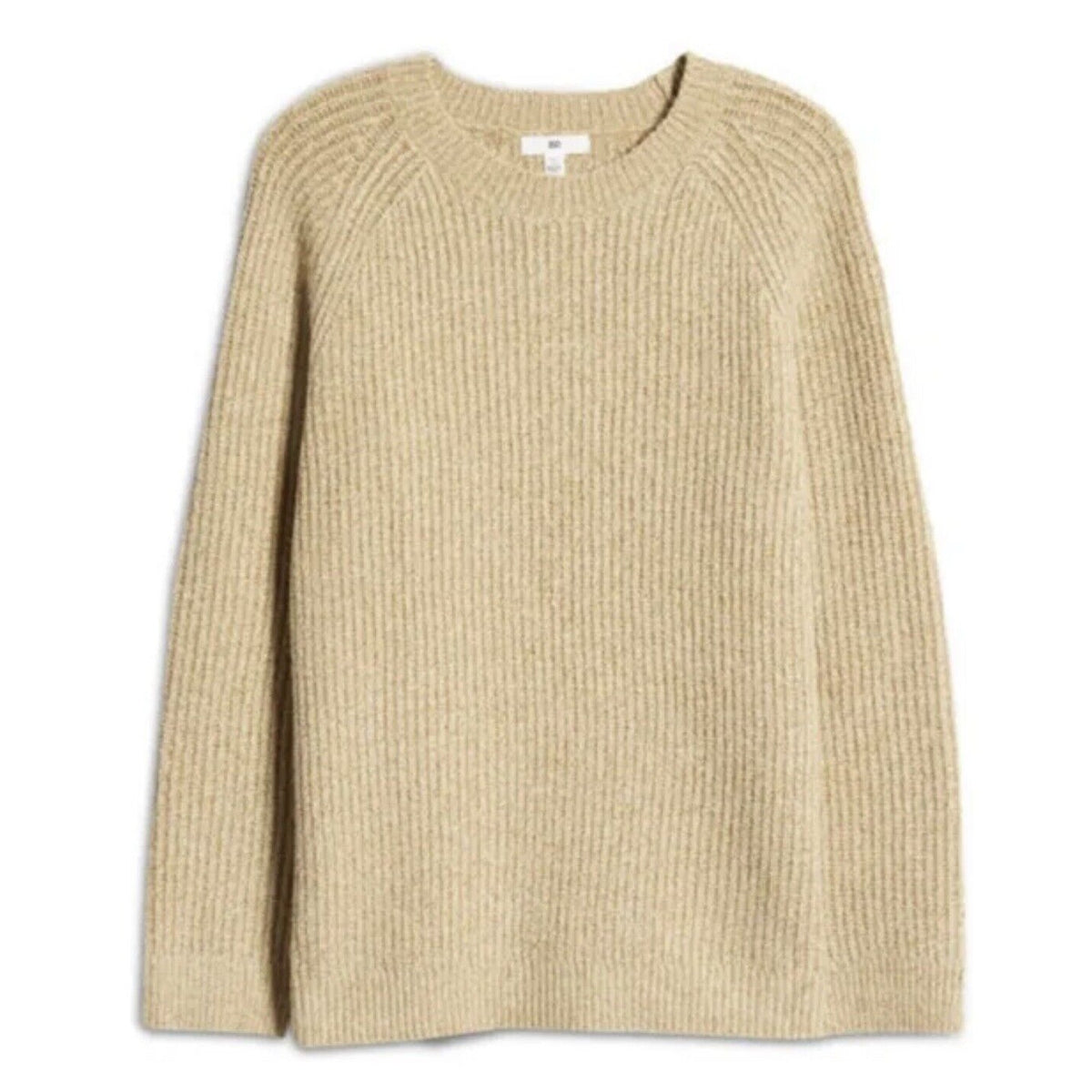 BP Nordstrom Womens NWT Plaited Stitch Crewneck Pullover Sweater Tan Sz S Knit