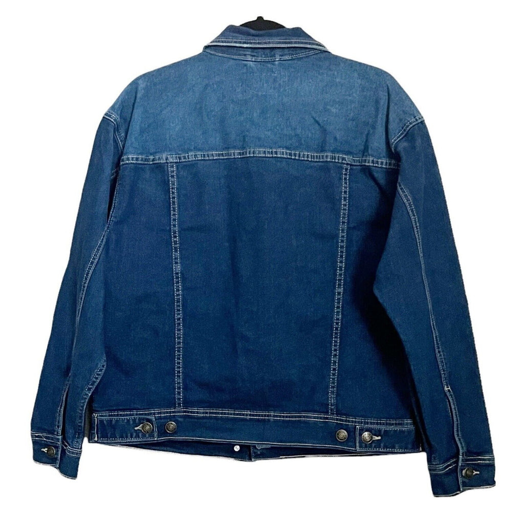 Royalty For Me Women's Distressed Blue Denim Jean Jacket Button Front Sz S NWOT