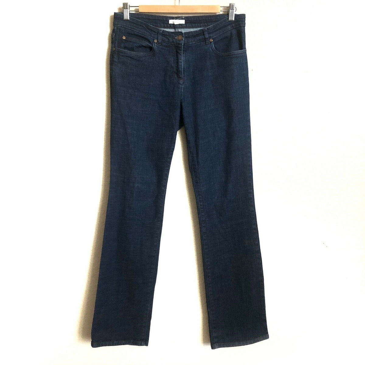 Eileen Fisher Jeans Straight Cut XS Organic Cotton Stretch High Rise Dark Blue