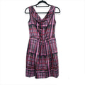 Banana Republic Geometric Sheath Dress Purple Satin Sz 4 Cowl Neck Sleeveless