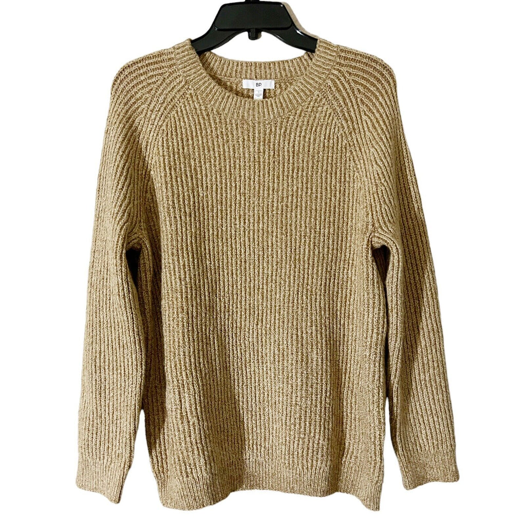 BP Nordstrom Womens NWT Plaited Stitch Crewneck Pullover Sweater Tan Sz S Knit