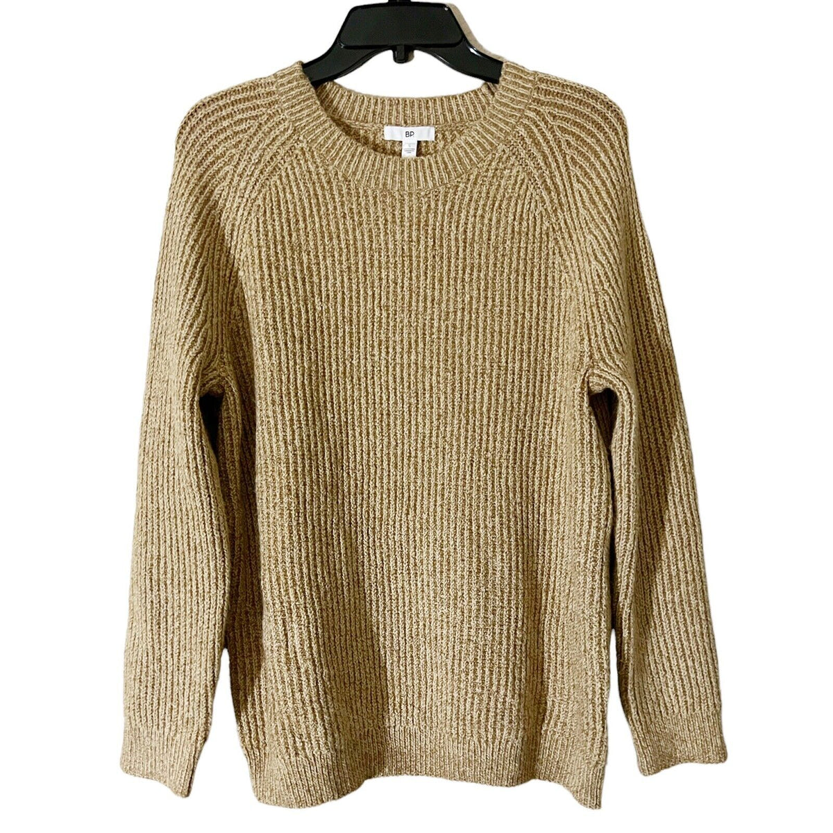 BP Nordstrom Womens NWT Plaited Stitch Crewneck Pullover Sweater Tan Sz S Knit