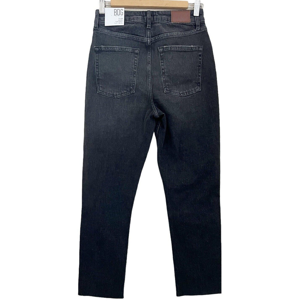 Urban Outfitters BDG NWT Sz 27 Dillon High Rise Slim Straight Jeans Raw Hem Gray
