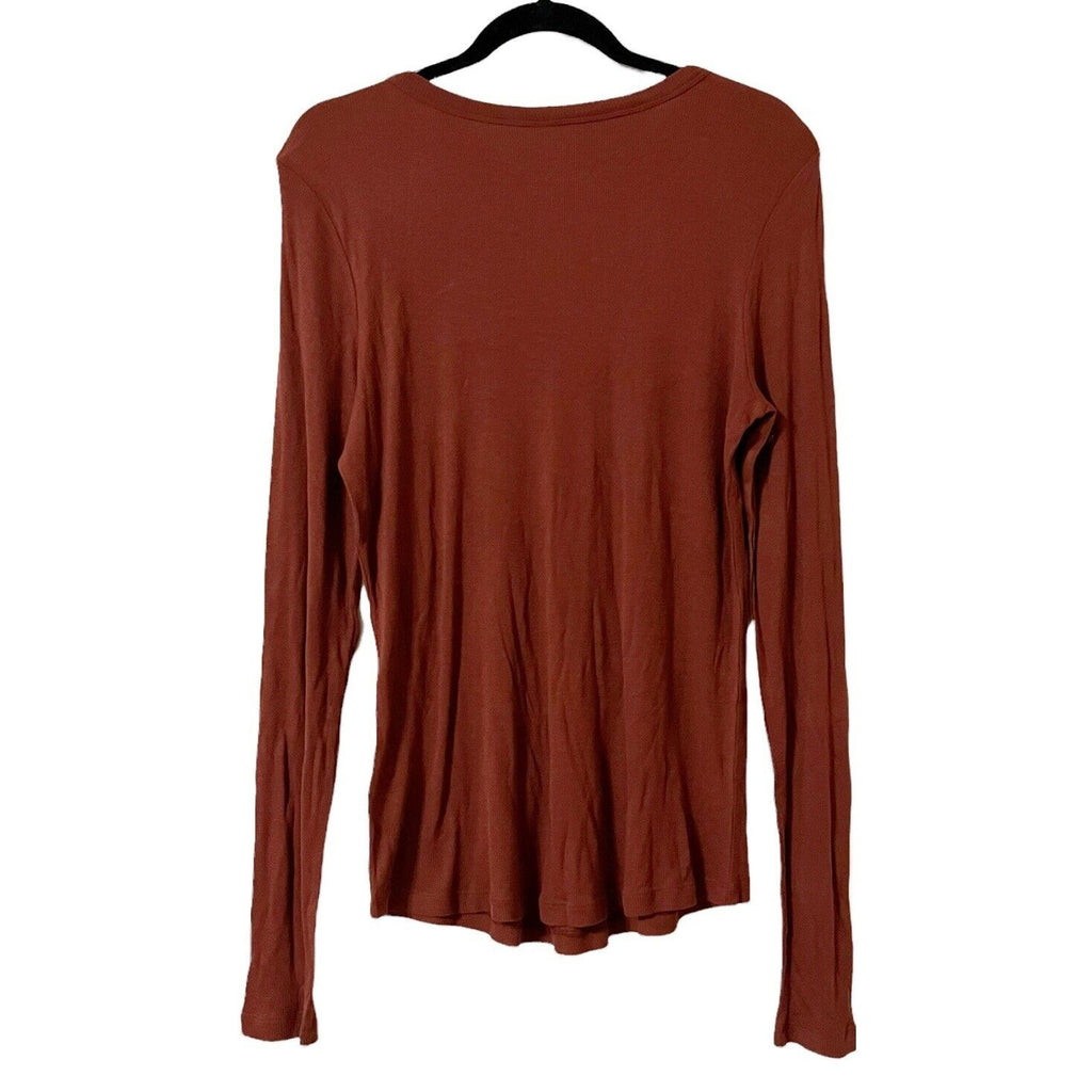 BP. Nordstrom Ribbed Long Sleeve Comfort Tee Brown Plus Sz 1X Stretchy Fitted
